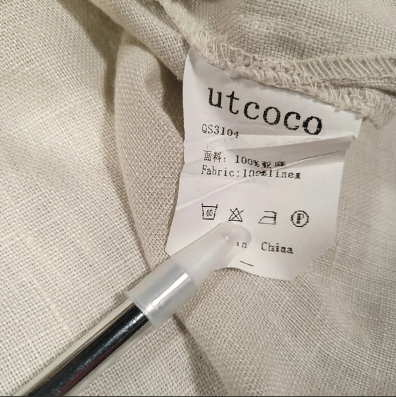 Utcoco Mens Size Large Shirt Long Sleeve Button Up Beige Ivory - Picture 5 of 7